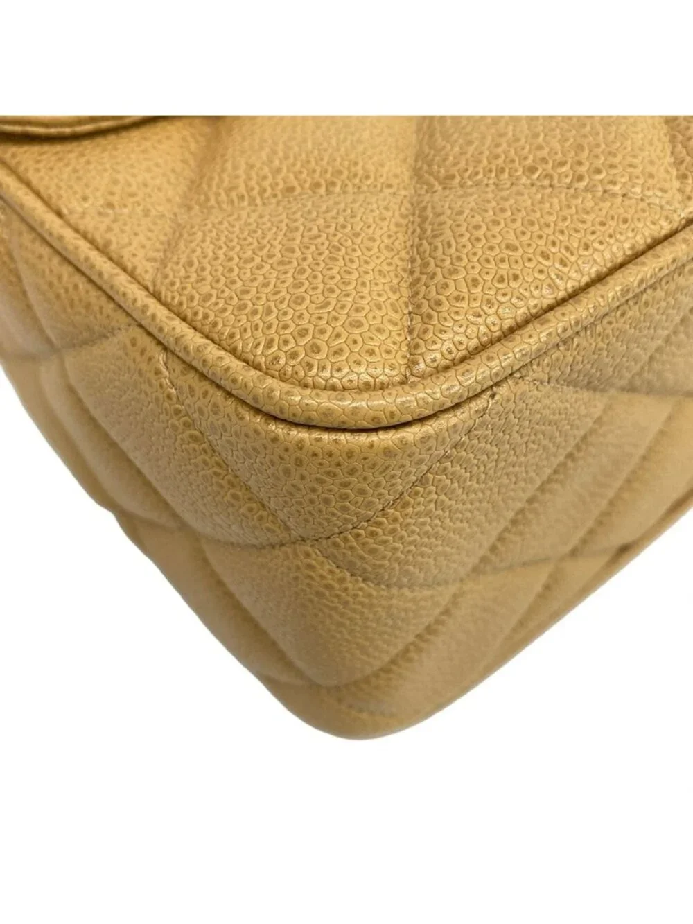 Chanel Shoulder Bag Quilted Beige Gold Chain Jumbo CC Logo